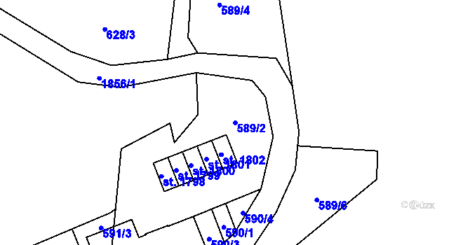 Parcela st. 589/2 v KÚ Tanvald, Katastrální mapa