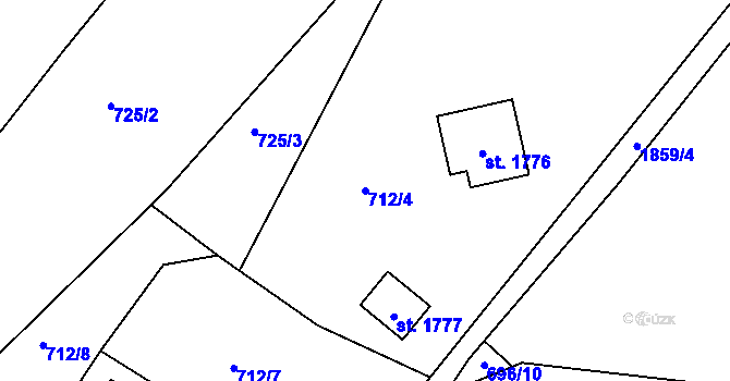 Parcela st. 712/4 v KÚ Tanvald, Katastrální mapa