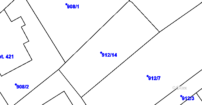 Parcela st. 912/14 v KÚ Tanvald, Katastrální mapa