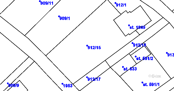 Parcela st. 912/15 v KÚ Tanvald, Katastrální mapa