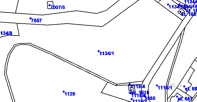 Parcela st. 1134/1 v KÚ Tanvald, Katastrální mapa