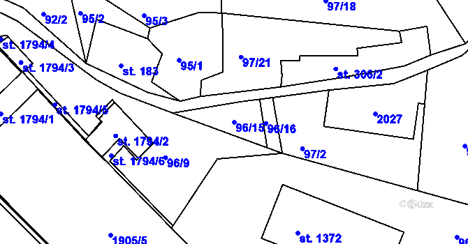 Parcela st. 96/15 v KÚ Tanvald, Katastrální mapa