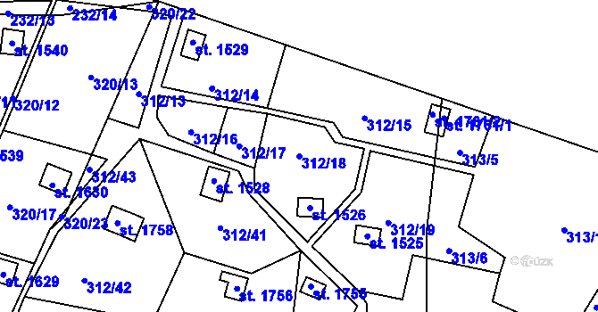 Parcela st. 312/18 v KÚ Tanvald, Katastrální mapa