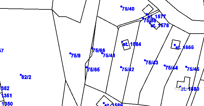 Parcela st. 75/41 v KÚ Tanvald, Katastrální mapa
