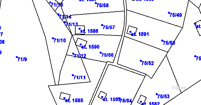 Parcela st. 75/56 v KÚ Tanvald, Katastrální mapa