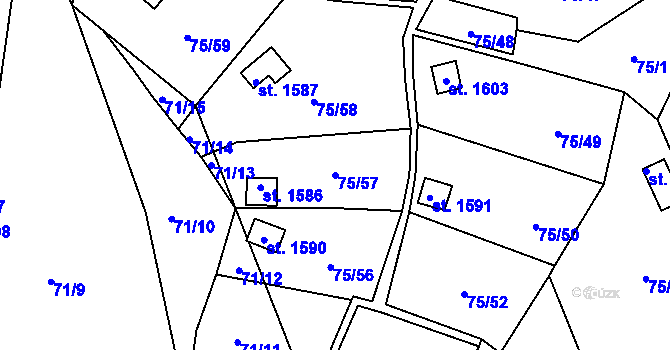 Parcela st. 75/57 v KÚ Tanvald, Katastrální mapa