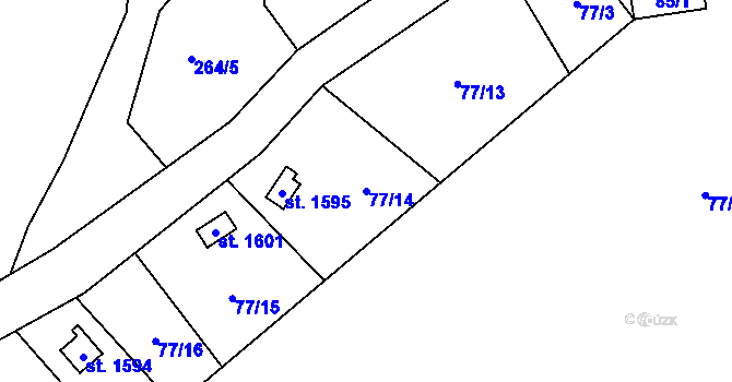 Parcela st. 77/14 v KÚ Tanvald, Katastrální mapa