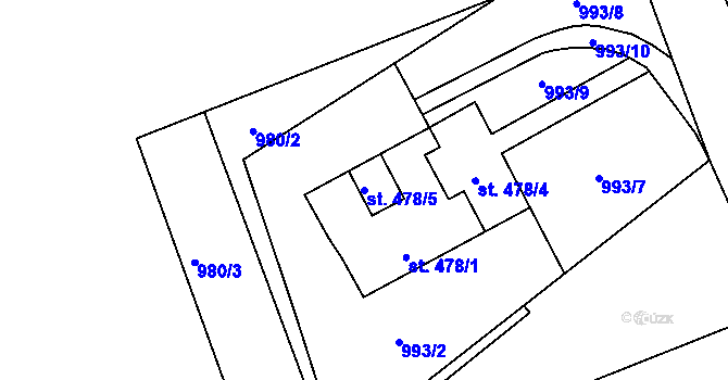 Parcela st. 478/5 v KÚ Tanvald, Katastrální mapa