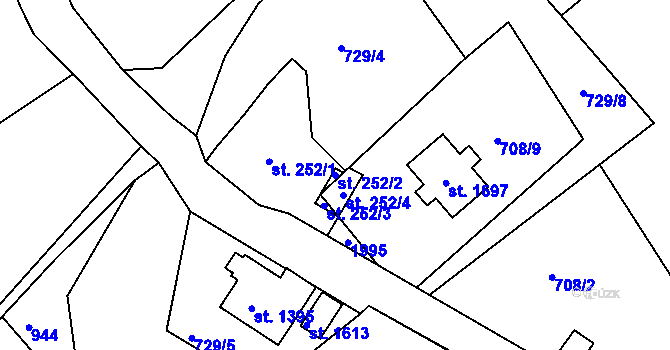 Parcela st. 252/2 v KÚ Tanvald, Katastrální mapa
