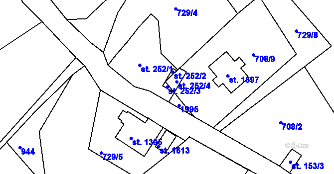 Parcela st. 252/3 v KÚ Tanvald, Katastrální mapa