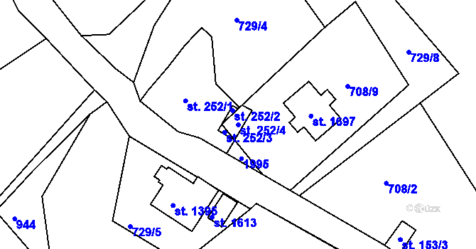 Parcela st. 252/4 v KÚ Tanvald, Katastrální mapa
