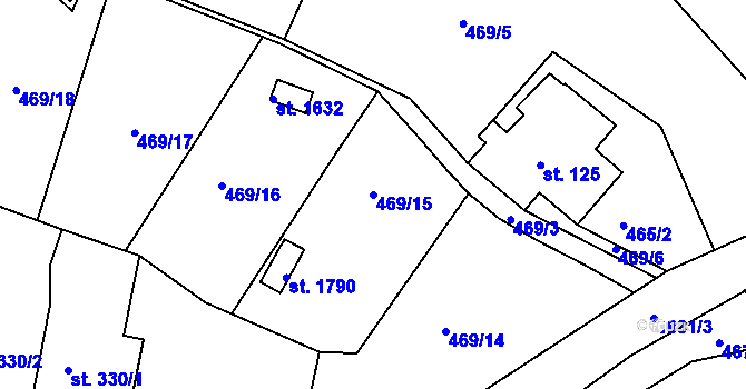 Parcela st. 469/15 v KÚ Tanvald, Katastrální mapa