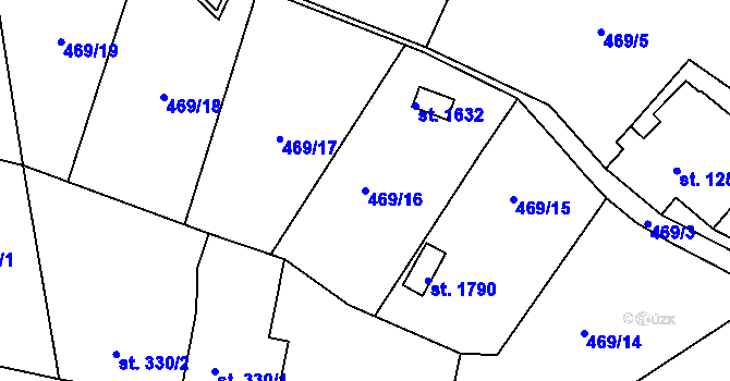 Parcela st. 469/16 v KÚ Tanvald, Katastrální mapa