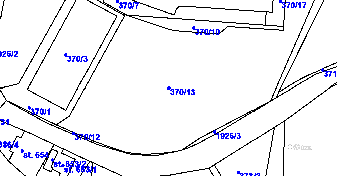 Parcela st. 370/13 v KÚ Tanvald, Katastrální mapa