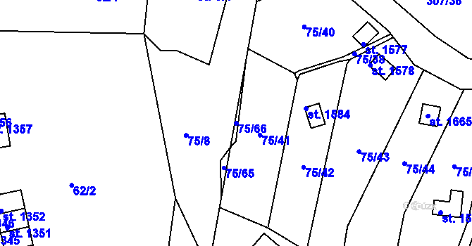 Parcela st. 75/66 v KÚ Tanvald, Katastrální mapa