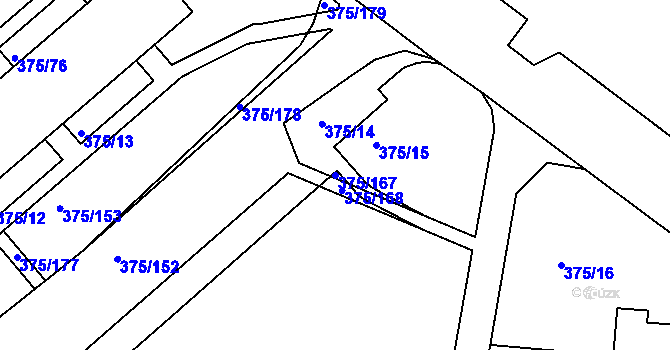 Parcela st. 375/167 v KÚ Tanvald, Katastrální mapa