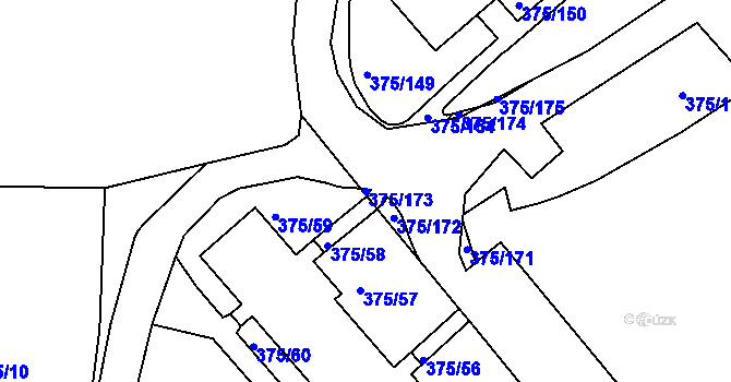 Parcela st. 375/173 v KÚ Tanvald, Katastrální mapa