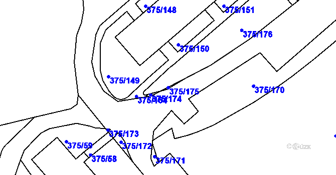 Parcela st. 375/175 v KÚ Tanvald, Katastrální mapa