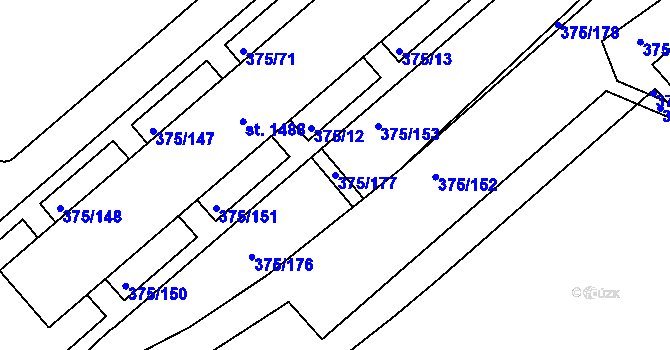 Parcela st. 375/177 v KÚ Tanvald, Katastrální mapa