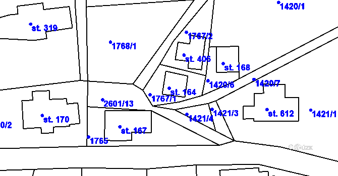 Parcela st. 164 v KÚ Šumburk nad Desnou, Katastrální mapa