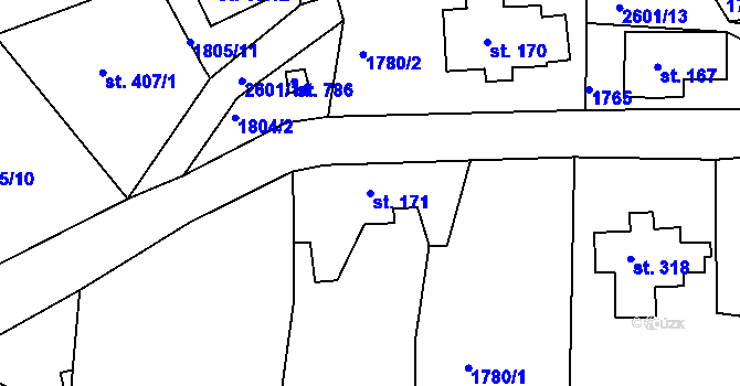 Parcela st. 171 v KÚ Šumburk nad Desnou, Katastrální mapa