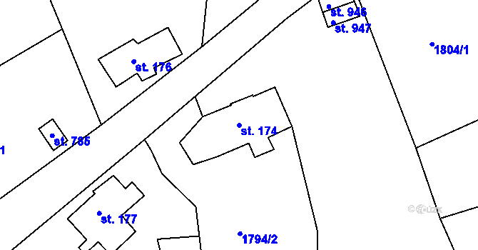 Parcela st. 174 v KÚ Šumburk nad Desnou, Katastrální mapa