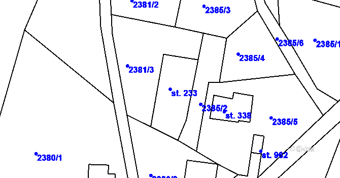 Parcela st. 233 v KÚ Šumburk nad Desnou, Katastrální mapa