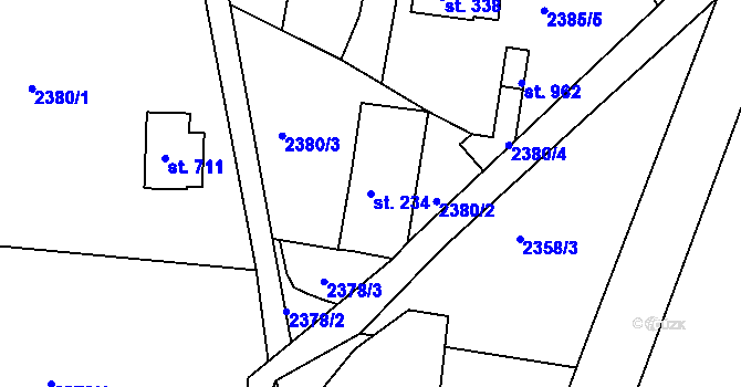 Parcela st. 234 v KÚ Šumburk nad Desnou, Katastrální mapa