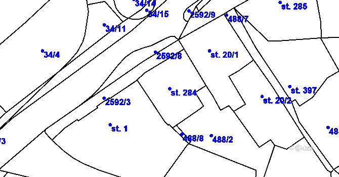 Parcela st. 284 v KÚ Šumburk nad Desnou, Katastrální mapa