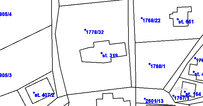 Parcela st. 319 v KÚ Šumburk nad Desnou, Katastrální mapa