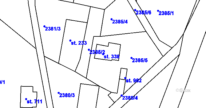 Parcela st. 338 v KÚ Šumburk nad Desnou, Katastrální mapa