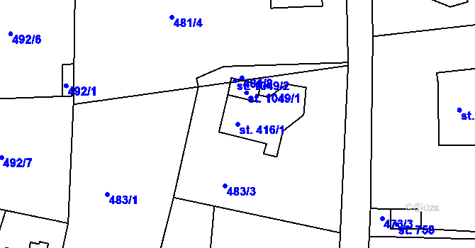 Parcela st. 416/1 v KÚ Šumburk nad Desnou, Katastrální mapa