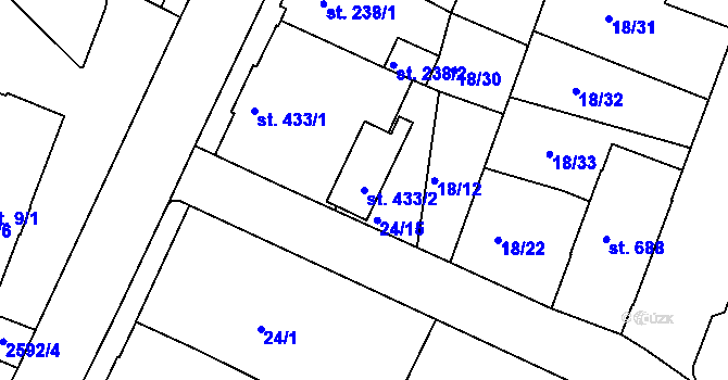 Parcela st. 433/2 v KÚ Šumburk nad Desnou, Katastrální mapa
