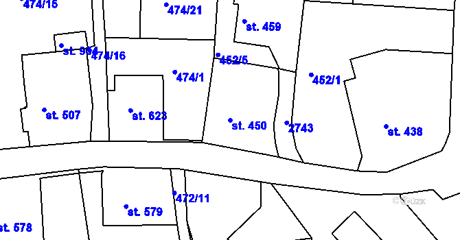 Parcela st. 450 v KÚ Šumburk nad Desnou, Katastrální mapa