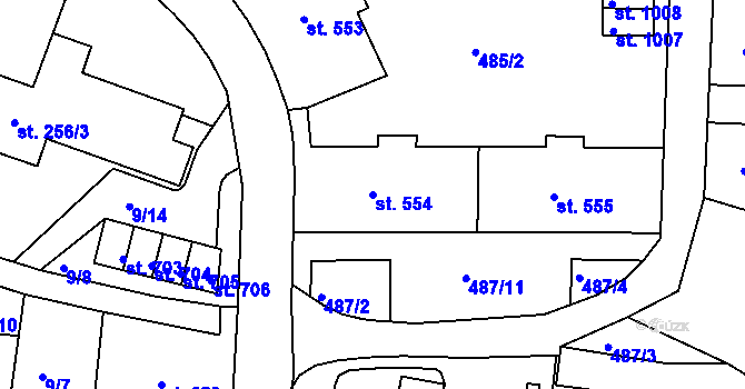 Parcela st. 554 v KÚ Šumburk nad Desnou, Katastrální mapa