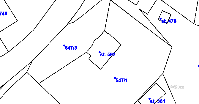 Parcela st. 592 v KÚ Šumburk nad Desnou, Katastrální mapa