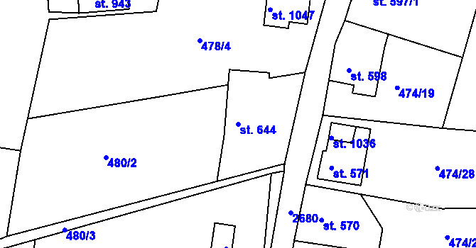 Parcela st. 644 v KÚ Šumburk nad Desnou, Katastrální mapa