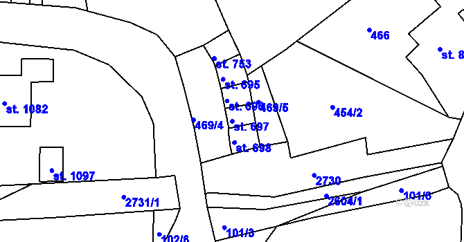 Parcela st. 697 v KÚ Šumburk nad Desnou, Katastrální mapa