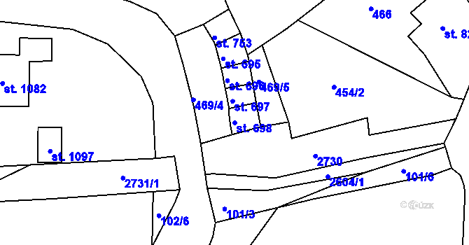 Parcela st. 698 v KÚ Šumburk nad Desnou, Katastrální mapa