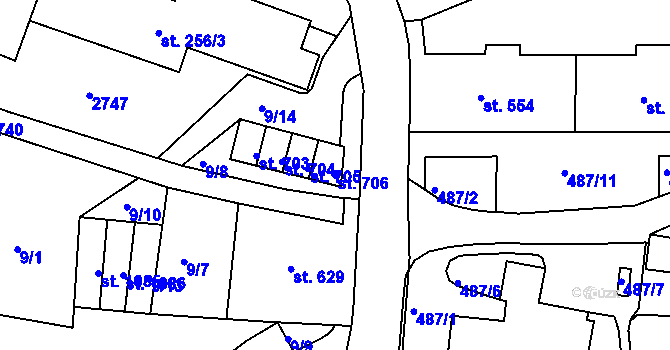 Parcela st. 706 v KÚ Šumburk nad Desnou, Katastrální mapa