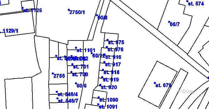Parcela st. 916 v KÚ Šumburk nad Desnou, Katastrální mapa