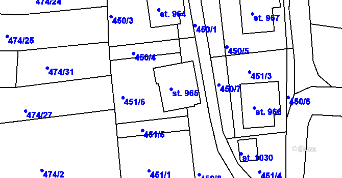 Parcela st. 965 v KÚ Šumburk nad Desnou, Katastrální mapa