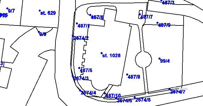 Parcela st. 1028 v KÚ Šumburk nad Desnou, Katastrální mapa