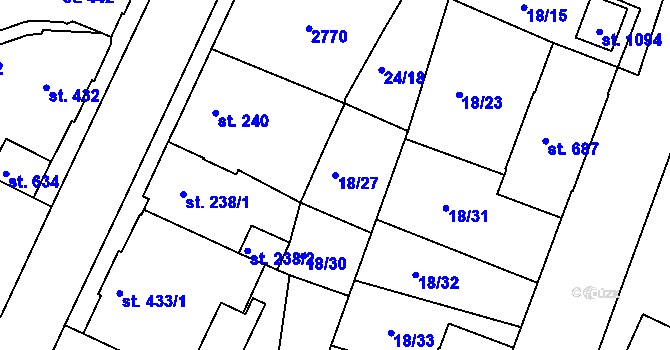 Parcela st. 18/27 v KÚ Šumburk nad Desnou, Katastrální mapa