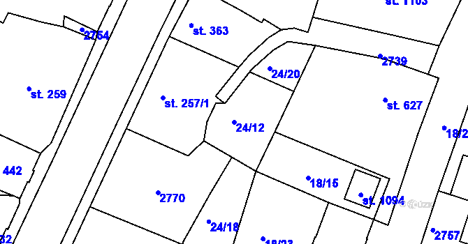 Parcela st. 24/12 v KÚ Šumburk nad Desnou, Katastrální mapa