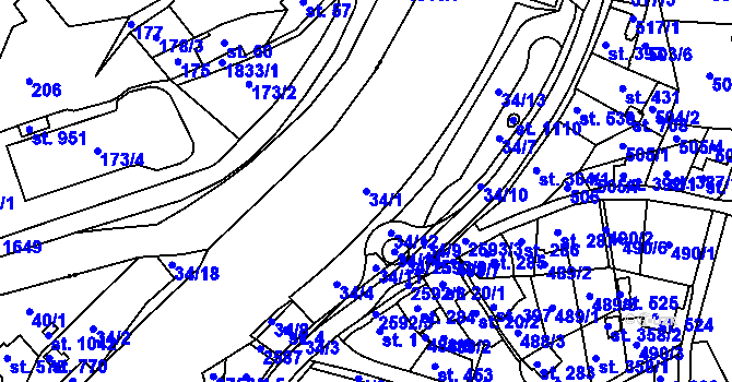 Parcela st. 34/1 v KÚ Šumburk nad Desnou, Katastrální mapa