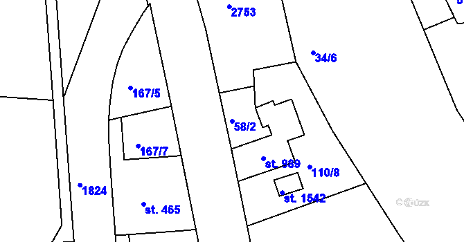Parcela st. 58/2 v KÚ Šumburk nad Desnou, Katastrální mapa