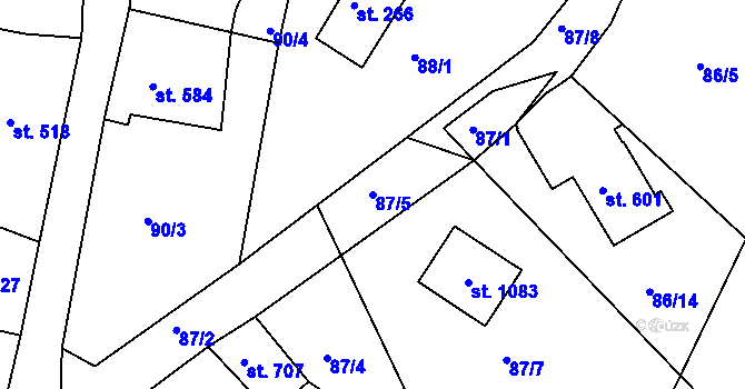Parcela st. 87/5 v KÚ Šumburk nad Desnou, Katastrální mapa