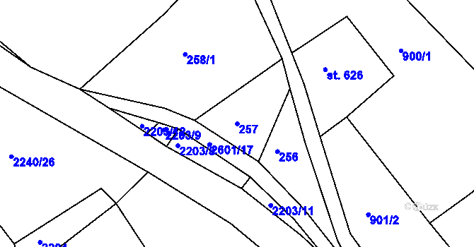 Parcela st. 257 v KÚ Šumburk nad Desnou, Katastrální mapa