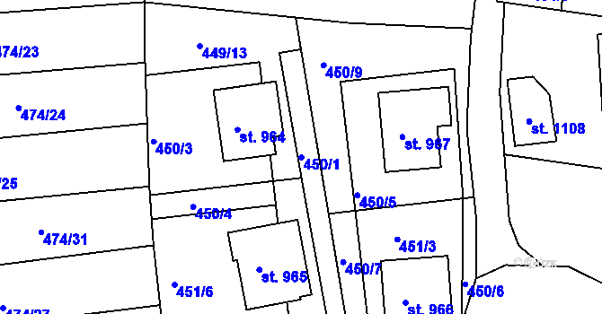Parcela st. 450/1 v KÚ Šumburk nad Desnou, Katastrální mapa